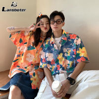 Lansboter เสื้อฮาวายเสื้อเชิ้ตผู้ชายแขนสั้นเสื้อเชิ้ตลำลองไม่ระคายเคืองผิวเสื้อเชิ้ตแฟชั่นและสะดวกสบายเสื้อย้อนยุค