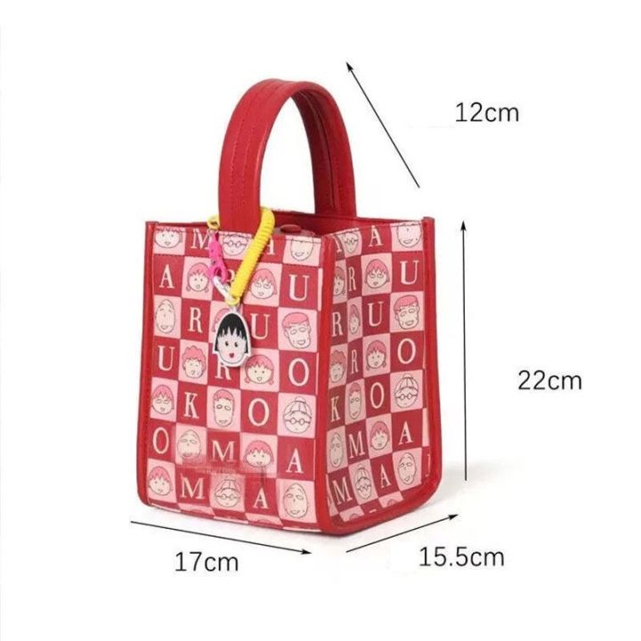 lonslan-cherry-maruko-กระเป๋าแบบเดียวกันกระเป๋าถือเครื่องประดับการ์ตูนน่ารักกระเป๋าถังสำหรับตั้งแคมป์ปิกนิก