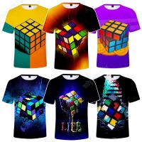 Kids Fashion Rubiks Cube Print Short Sleeve T-Shirt For Boys/Girls