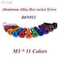 ✑ 10pcs/lot M3 Aluminum 7075 Allen Screw DIN912 M3x6/8/10/12mm Aluminum Hex Socket Head Cap Screw Bolts Anodized 11 Colors