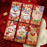 6Pcs 2023 Year Of The Rabbit Spring Festival New Year Red Envelope Creative Cartoon Chinese Zodiac Rabbit Lucky Red Packets