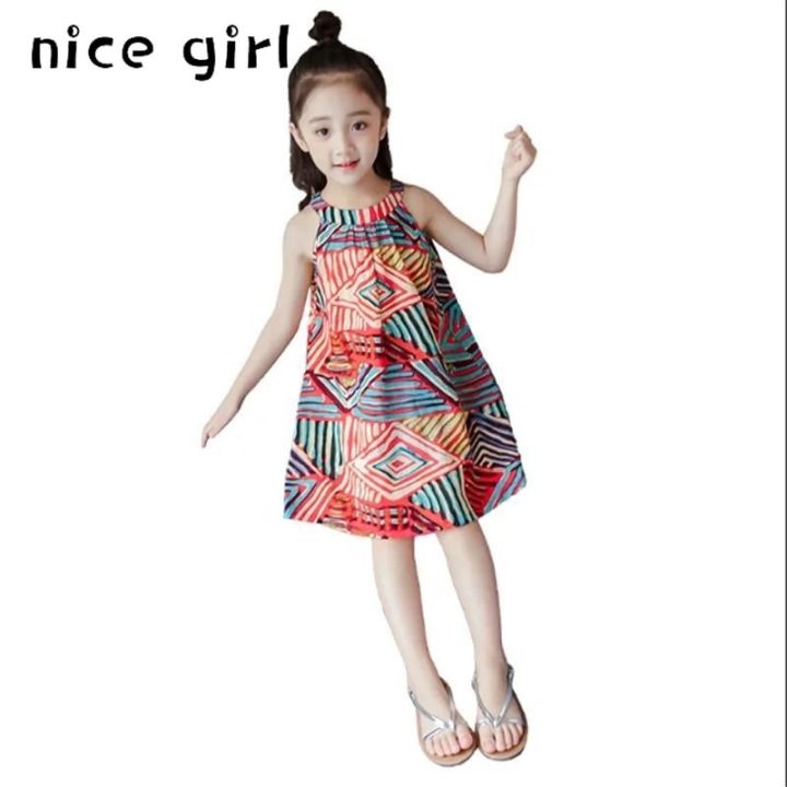 ชุดห้อย-gaun-modis-ผู้หญิงฉบับภาษาเกาหลีชุดเดรสสายเดี่ยวชุดเดรสลายดอกไม้ผ้าชีฟองชุดเจ้าหญิงแขนกุดของเด็กผู้หญิง