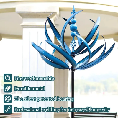 Harlow Wind Spinner กังหันลมโลหะ3D Wind Powered Kinetic ประติมากรรมสนามหญ้าโลหะ Wind Solar Spinners Yard และ Garden Decor