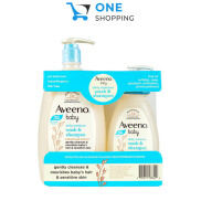 Bộ sản phẩm dầu gội & dưỡng ẩm hàng ngày cho bé Aveeno Baby 976ml & 355ml