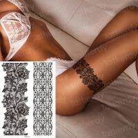 CW stockings tattoo legs black henna lace bracelet tattoo stickermehndi stickers for hand finger leg thigh body art decal