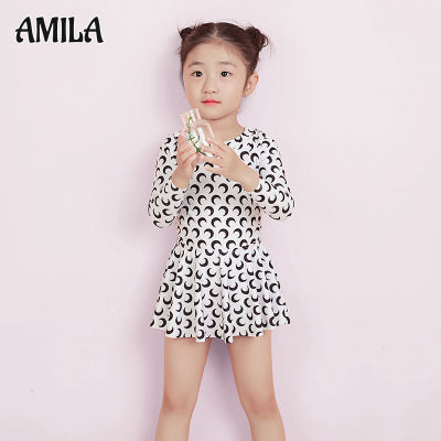 AMILA Childrens swimsuit, girls one-piece summer skirt, cute princess, little boy, middle and big children, Korean Internet celebrity baby swimsuit