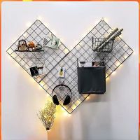 【CC】 1Pc 35x35cm Wall Shelf Decoration Room Bedroom Iron Photo Frame Display Mesh Storage