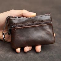 ✥✾☸ Genuine Leather Mini Coin Purse Head Layer Cowhide Card Bag Handmade Zipper Wallet Car Key Case Short Lady Wallet Key Case