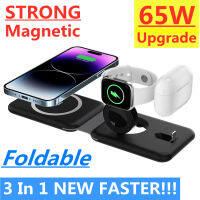 65W 3 In 1 Magnetic Wireless Charger สำหรับ Macsafe 12 13 14 Pro Max Mini Fast Charging Dock Station