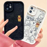 เคส RouJiang สำหรับ iPhone 15 14 13 12 11 Pro Max X Xr Xs Max 7 8 Plus SE 2020เคสโทรศัพท์เป็นคู่หมีน้อยน่ารัก