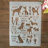 A4 29cm Cute Dogs Words Paw DIY Layering Stencils Wall Painting Scrapbook Coloring Embossing Album Decorative Template Rulers  Stencils