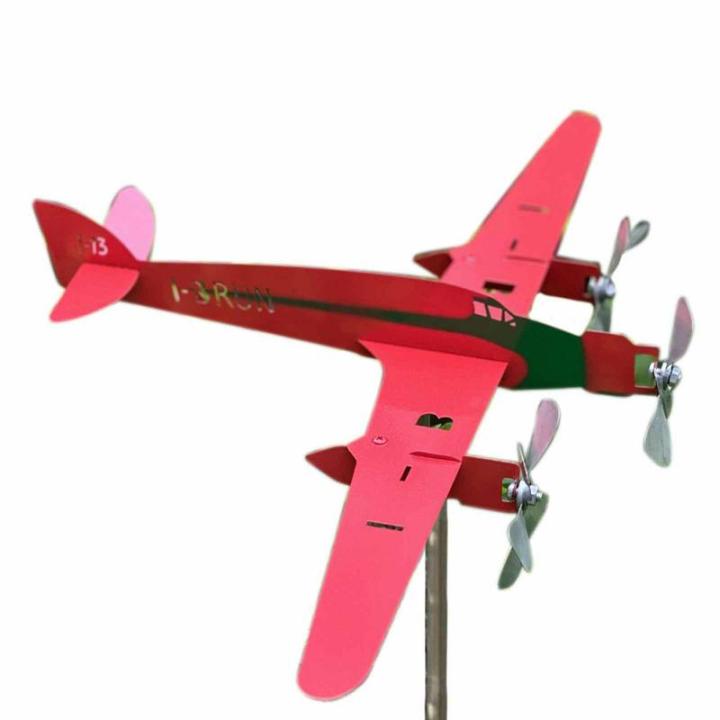 เครื่องบิน-weathervane-plug-in-vane-3d-kinetic-art-สไตล์-spinning-decor-wind-chime-ตกแต่งสวน-party-supplies-airplane