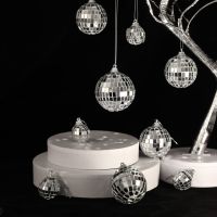 1box Christmas Balls Christmas Tree Ornament Disco Silver Mirror Glass Ball Hanging Pendants Xmas New Year Party Decor Navidad