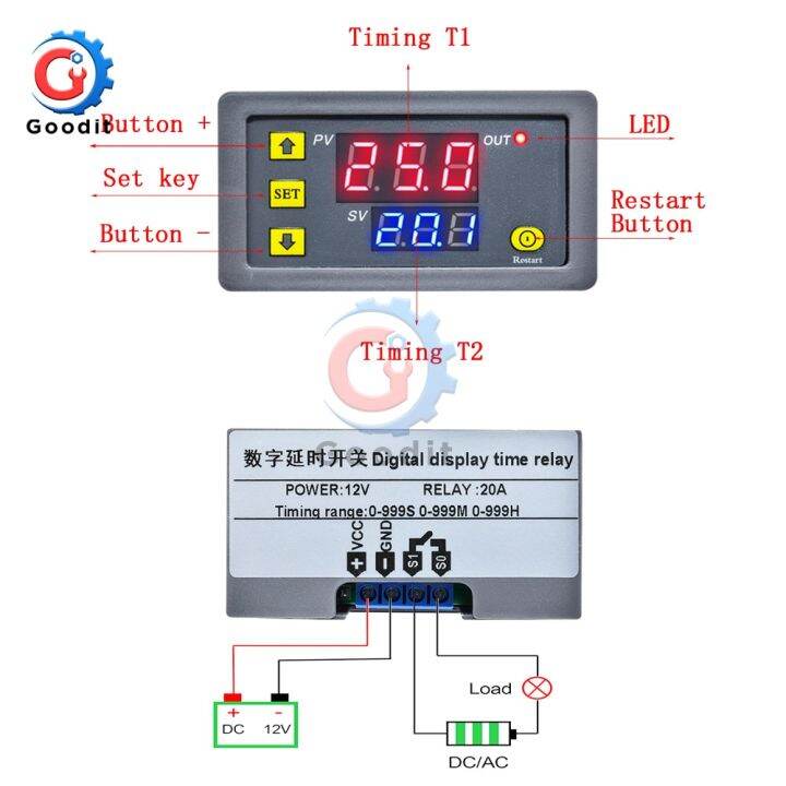 worth-buy-จอแสดงผลแอลอีดีรีเลย์หน่วงเวลาเวลาดิจิทัล-ac-110v-12v-ควบคุมวงจรจับเวลาปรับตั้งเวลารีเลย์สวิทช์ดีเลย์