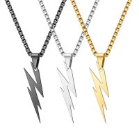 【CW】 Fashion Punk Electric Lightning Flash Pendant Necklace for Men Hip Hop Neck Chain Couple Collar