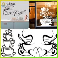 VHGG DIY Cafe Shop Ornament Living Room Home Decoration Carved Coffee Cup Heart Pattern Mural Wall Stickers Flower Vine Decals