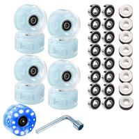 8 Piece LED Light Up Roller Skate Wheels Luminous Skate Wheels with Skate Roller Bearings 32 x 58 mm