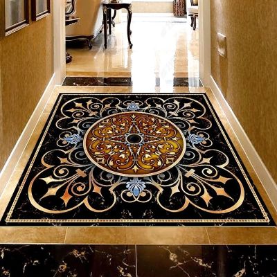 Custom Self-Adhesive Floor Wallpaper 3D Hand Painted Classical Pattern Marble Floor Mural Living Room Hotel Luxury Tile Stickers