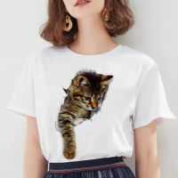 3D Cat Print Crew Neck Short Sleeve Shirt Casual Streetwear Top summer dress Womens tee shirt Lovely