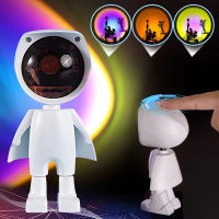 360 Robot LED Projector Astronaut Charging Sunset Light USB Night lights cartoons characters for bedroom Atmosphere Table Lamp