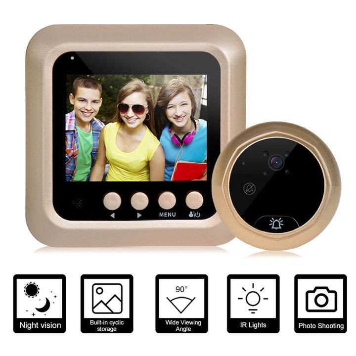 Door Peephole Camera With 4.3 Inch Color Monitor, 1080P 120 Degree Viewing Night Vision Peep Hole Camera, Intercom Digital Door Viewer For Apartment
