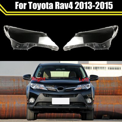 ฝาครอบป้องกันไฟหน้ารถยนต์ฝาครอบเลนส์ Glas โป๊ะไฟแบบโปร่งใสไฟหน้าด้านหน้าแผ่นเรืองแสงสำหรับ Toyota Rav4 2013 2014 2015