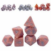 LICOPTE 7Pcs/set ลายจุด ลูกเต๋า DND 7-Die Table Game D4 D6 D8 D10 D12 D20 ลูกเต๋าเกม ทนทานต่อการใช้งาน เกมปาร์ตี้ปาร์ตี้ ลูกเต๋าหลายด้าน TRPG DND