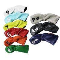 ❄ Golf ใหม่แฟชั่นสีเตารีดปก PU กันน้ำเย็บปักถักร้อย Club Cover 9 ชิ้น GOLF Ball Head ฝาครอบป้องกัน