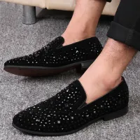 2019 Mens Loafers รองเท้าหรูหรา Denim และโลหะเลื่อมรองเท้าคุณภาพสูง Casual Men Shoes