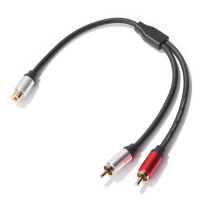 Kabel Audio Logam 2 RCA Jantan Ke 1 RCA Betina Kabel Pemisah Y untuk Amplifier Mobil Speaker Stereo Audio Adaptor Subwoofer