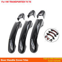 For Volkswagen VW T5 T6 Transporter Caravelle Caddy Van GLoss BlackCarbon Fiber Car Door Handle Cover Trim