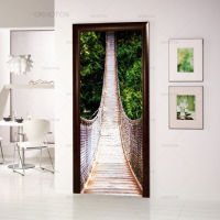 Modern Door Sticker Drawbridge Landscape Decal Wallpaper On The Door PVC Self-adhesive Wall Stickers For Living Room Decor Mural