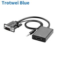 ▣۞∋ VGA Male to HDMI-compatible Female Adapter Converter Cable With 3.5 mm Audio Output 1080P VGA to HDMI-compatible