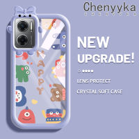 เคส Chenyyyka สำหรับ Xiaomi Redmi 10 5G Redmi Note 11E 5G Redmi 11 Prime 5G เคสการ์ตูนแฮปปี้มอนสเตอร์ตัวเล็กกรอบโบว์นสเตอร์ตัวเล็กกันกระแทกทนต่อการขีดข่วนเคสโทรศัพท์โปร่งใสฝาครอบป้องกันเลนส์กล้องถ่ายรูปซิลิก้าเจล TPU