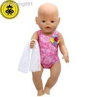 LIN KUN Baby Doll Clothes Cute Red Swimsuit Bikini Scarf Suit Fit 43cm Babies born Doll 16-18 inch Doll Accessories T7