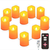 LED Candle String Light Flameless Warm White Bright Tealights USBBattery Powered with 8key Remote Control Night Lights