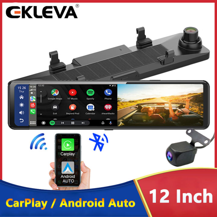 11 Inch Mirror Dash Cam Carplay 4K WIFI Android Apple Voice Control  Bluetooth Call FM Dual Lens View Camera HD Reverse Imag