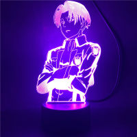 Anime Night Light Attack on Titan Captain Levi Ackerman Figure 3d Light Table Lamp for Home Room Decor Cool Kid Child Gifts Toy