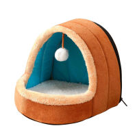 Pet Dog Cat Bed Puppy House with Toy Ball Warm Soft Pet Cushion Dog Kennel Cat Castle UD88