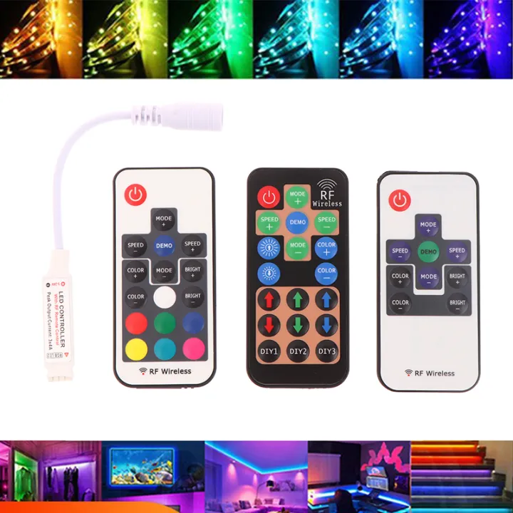 zhongloul-นวัตกรรมและการปฏิบัติสำหรับ5050-3528แถบสี-rgb-17คีย์-mini-rf-ไร้สายใช้งานง่ายควบคุมแถบแสงที่มีสีสัน-led