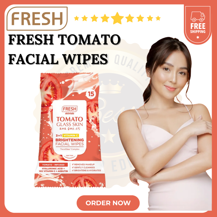 FRESH TOMATO GLASS SKIN 3 IN 1 VITAMIN C BRIGHTENING FACIAL WIPES