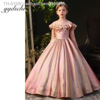 ☞ xianhaochen048906 Pink Dresses elegante princesa vestido de baile para crianças festa aniversário arco simples até o chão primeira comunhão