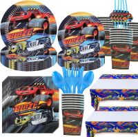 20People Blaze And The Monster Machines Birthday Decor Disposable Tableware Paper Plates Tablecloth Balloon Kids Party Supplies