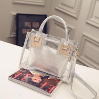 --238812Womens bag✌☼◕ Transparent jelly crystal bag 2023 new beach bag shoulder portable oblique satchel han edition of son and daughter package