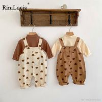 ✧ Rinilucia Camisas e macacões de manga comprida para bebê recém-nascido roupas infantis monocromáticas outono inverno 2 peças 2023