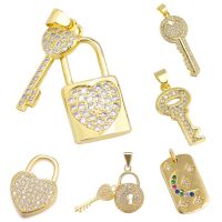 Juya DIY Gold Love Heart Locket Key Pendant Charms Supplies For Handmade Fashion Christmas Necklace Making Components Wholesale