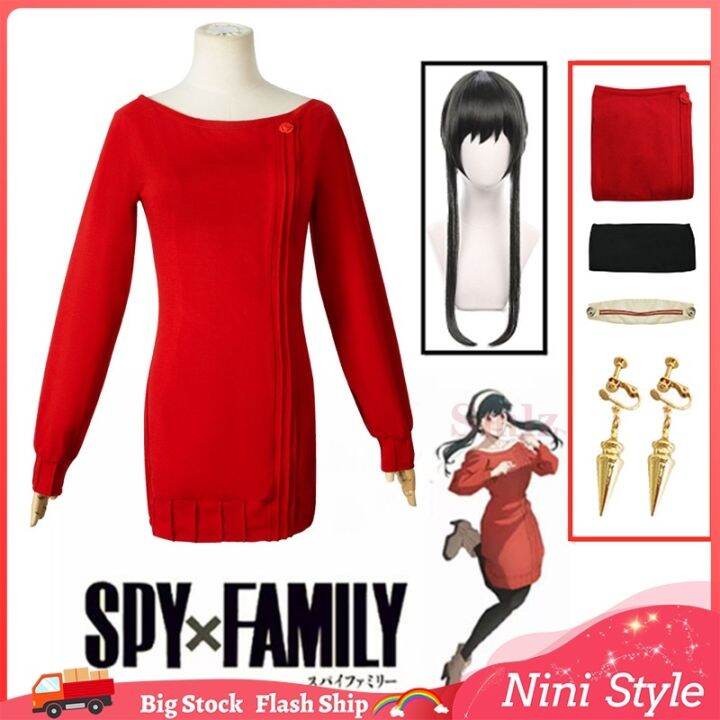 TOP Anime Spy X Family Yor Forger Cosplay Costume Women Red Sweater ...