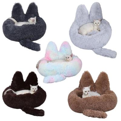 Pet Round Bed Puppy Beds for Small Medium Dogs Round Donut Cuddler Nest Round Donut Washable Dog Bed Anti-Slip Faux Fur Fluffy Donut Cuddler Anxiety Cat Bed efficiently