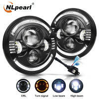 Nlpearl ไฟหน้ารถจักรยานยนต์สากลขนาด 7 นิ้วไฟหน้ารถจักรยานยนต์แบบลอยตัว Led Spot Light Filed 4x4 สำหรับ Jeep Wrangler JK ปิดถนนมุมดวงตารอบไฟหน้า 12V 24V