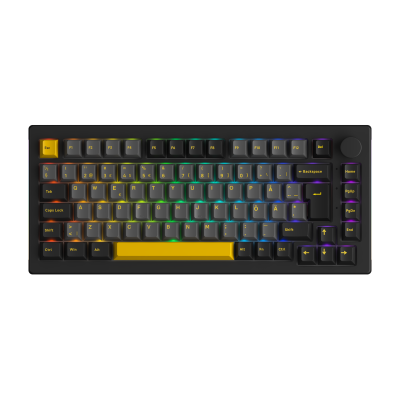 Akko 5075B Plus Keyboard Black &amp; Gold ISO Nordic 75% Hot Swap RGB Mechanical Gaming Keyboard 2.4GHz Wireless/USB Type-C/BT 5.0 Basic Keyboards